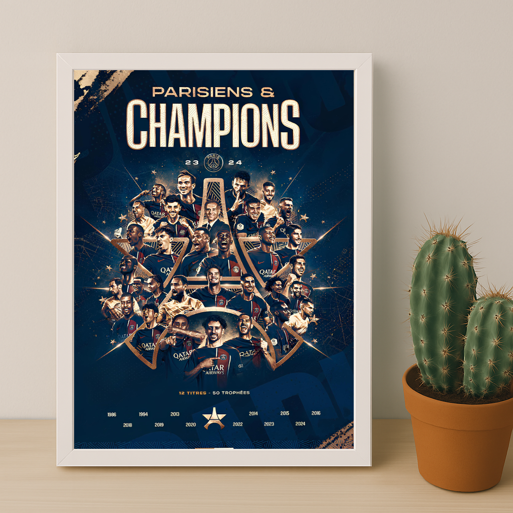 Cadre photo Paris Saint-Germain Champions de France 2023 - 2024