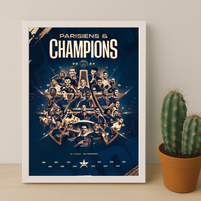 Cadre photo Paris Saint-Germain Champions de France 2023 - 2024