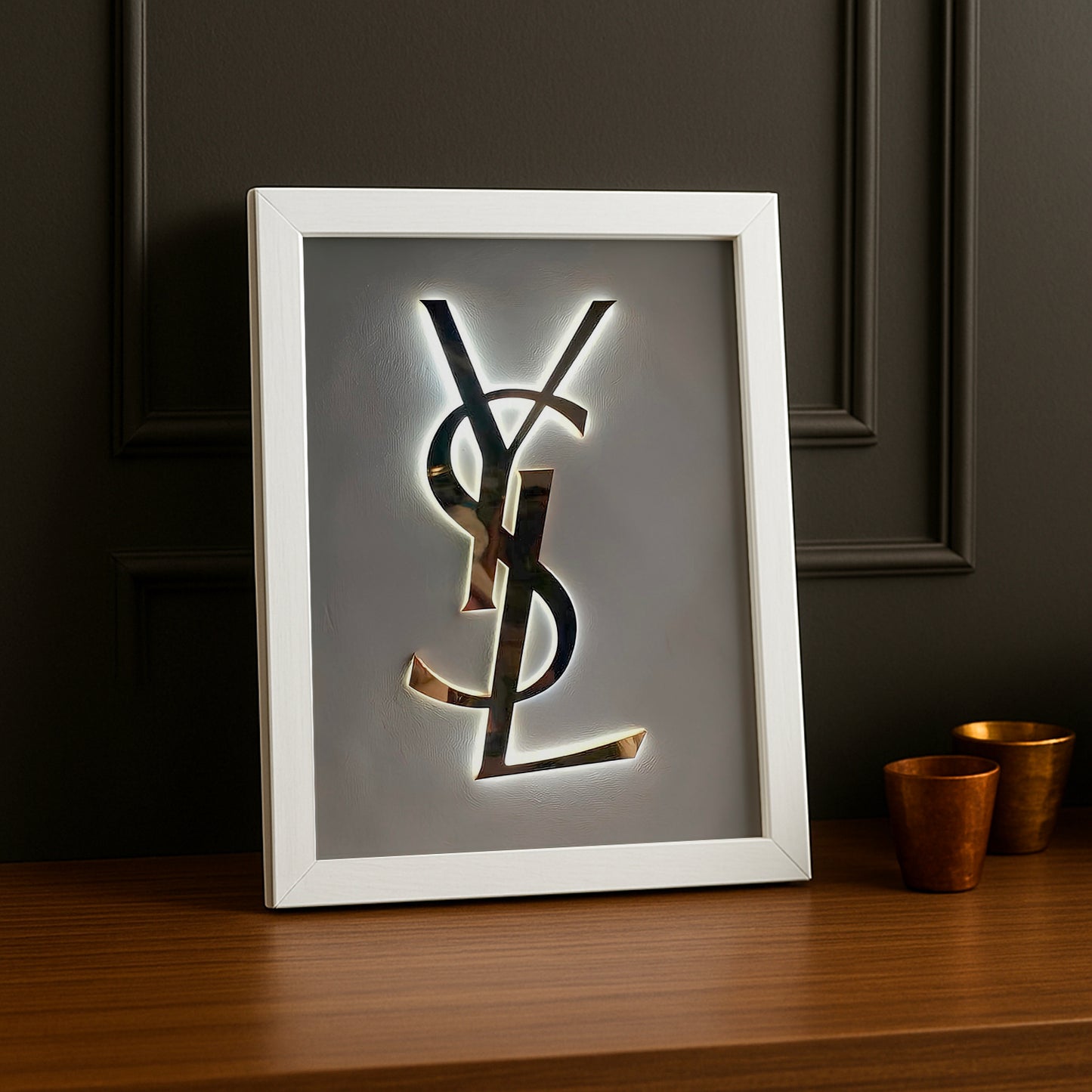 Cadre photo Yves Saint Laurent - Logo Argentée