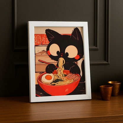 Cadre Photo Chat - Eating Ramen