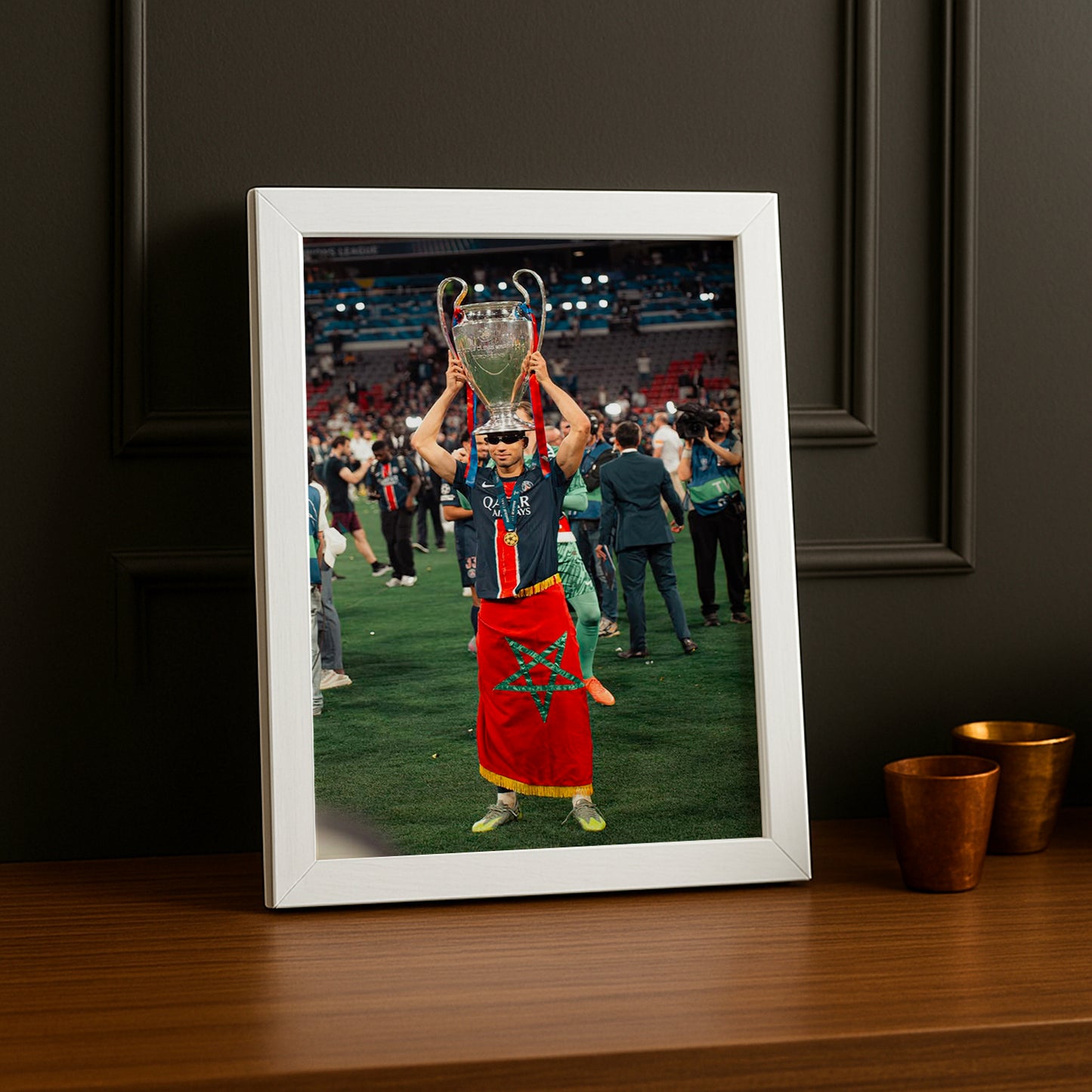 Poster Paris Saint-Germain Achraf Hakimi drapeau marocain