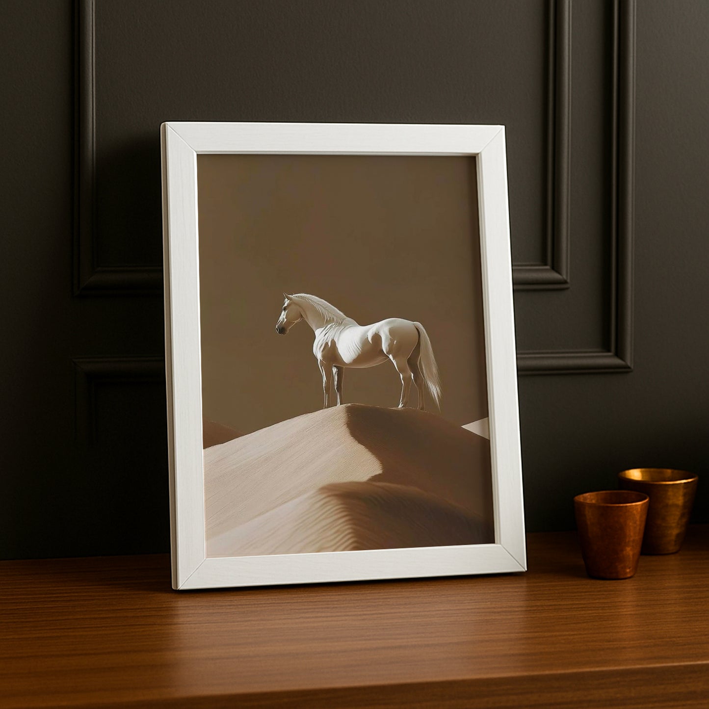 Cadre photo Équitation - Cheval Blanc Désert