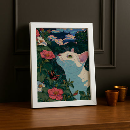 Cadre Photo Chat - Illustration d'un chat blanc