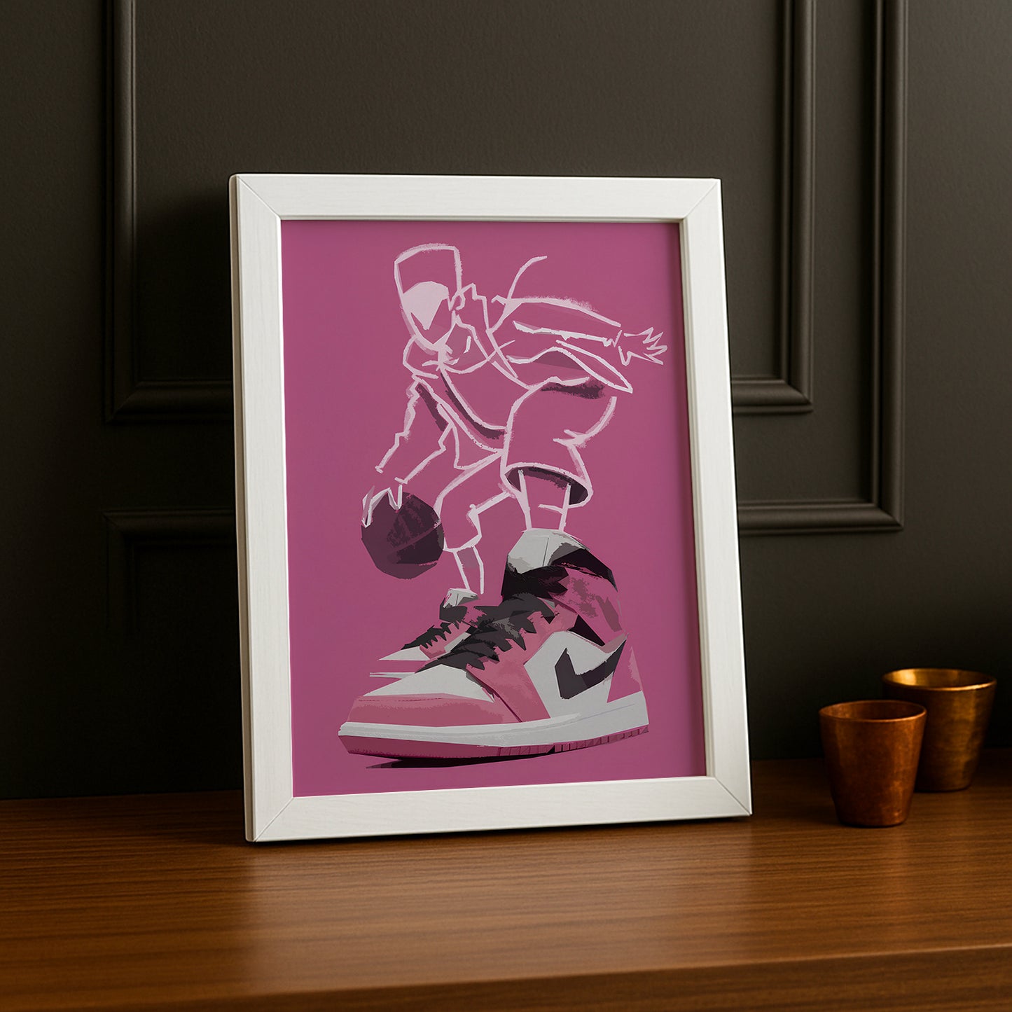 Cadre photo Air Jordan 1 Illustration rose