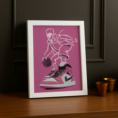 Cadre photo Air Jordan 1 Illustration rose