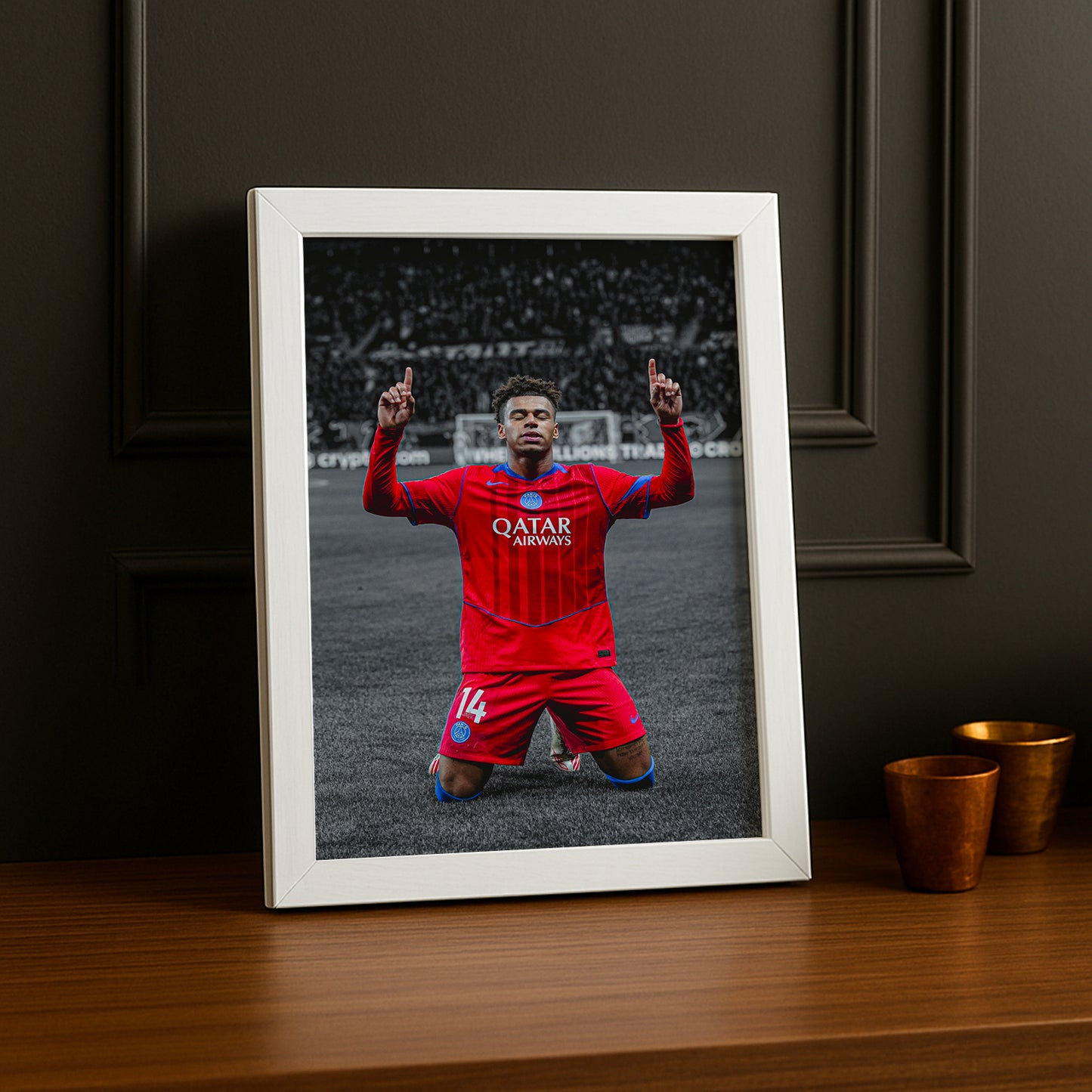 Cadre Photo Paris Saint-Germain - Désiré Doué Noir et Blanc