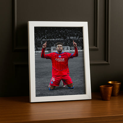 Cadre Photo Paris Saint-Germain - Désiré Doué Noir et Blanc