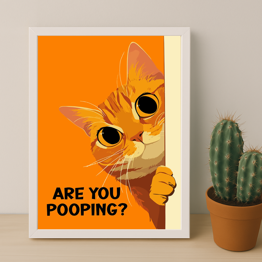 Cadre photo Chat orange Are You Pooping