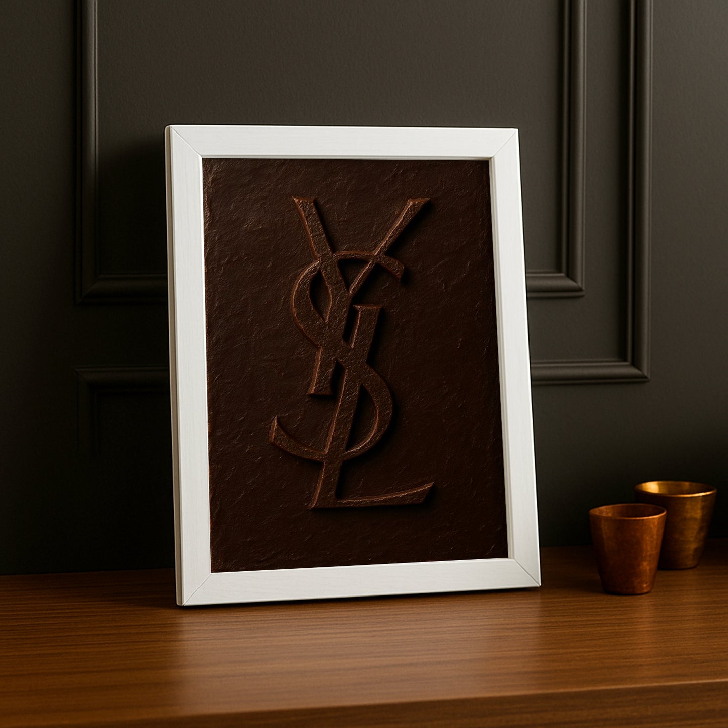 Cadre photo Yves Saint Laurent - Logo Marron