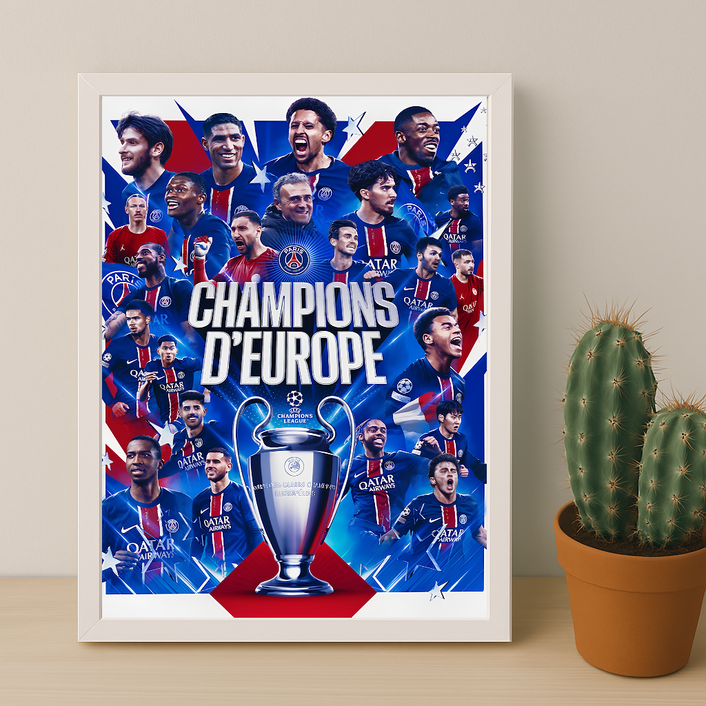 Cadre photo Paris Saint-Germain Champions d'Europe