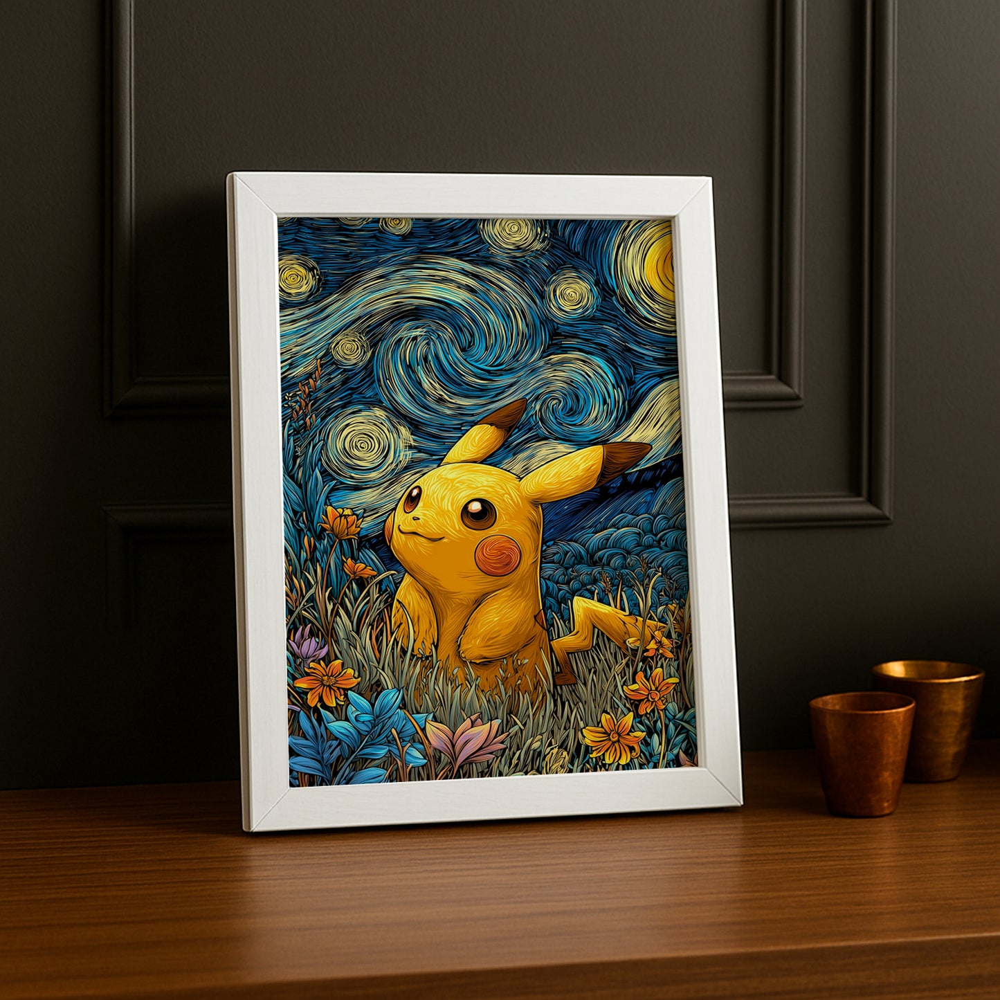 Poster Photo Pokémon - Pikachu Flowers