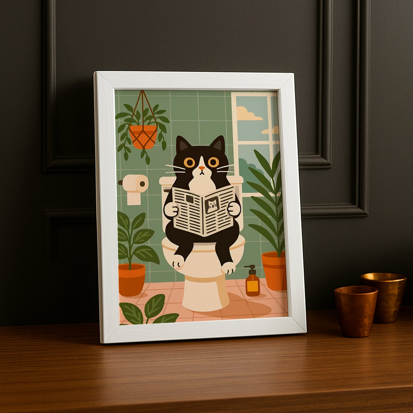 Cadre Photo Chat - Toilette