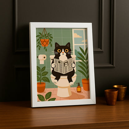 Cadre Photo Chat - Toilette