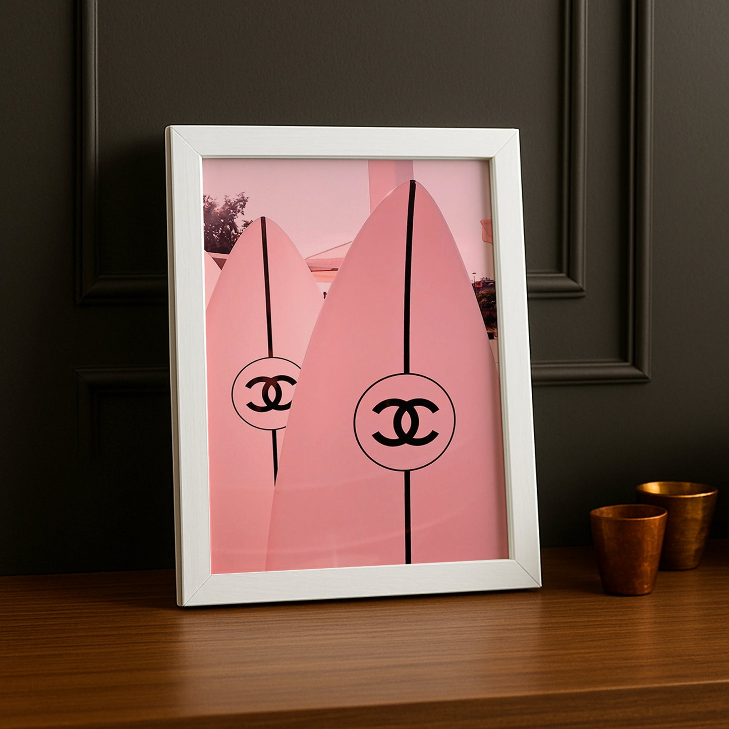 Cadre photo Chanel - Planche de surf rose