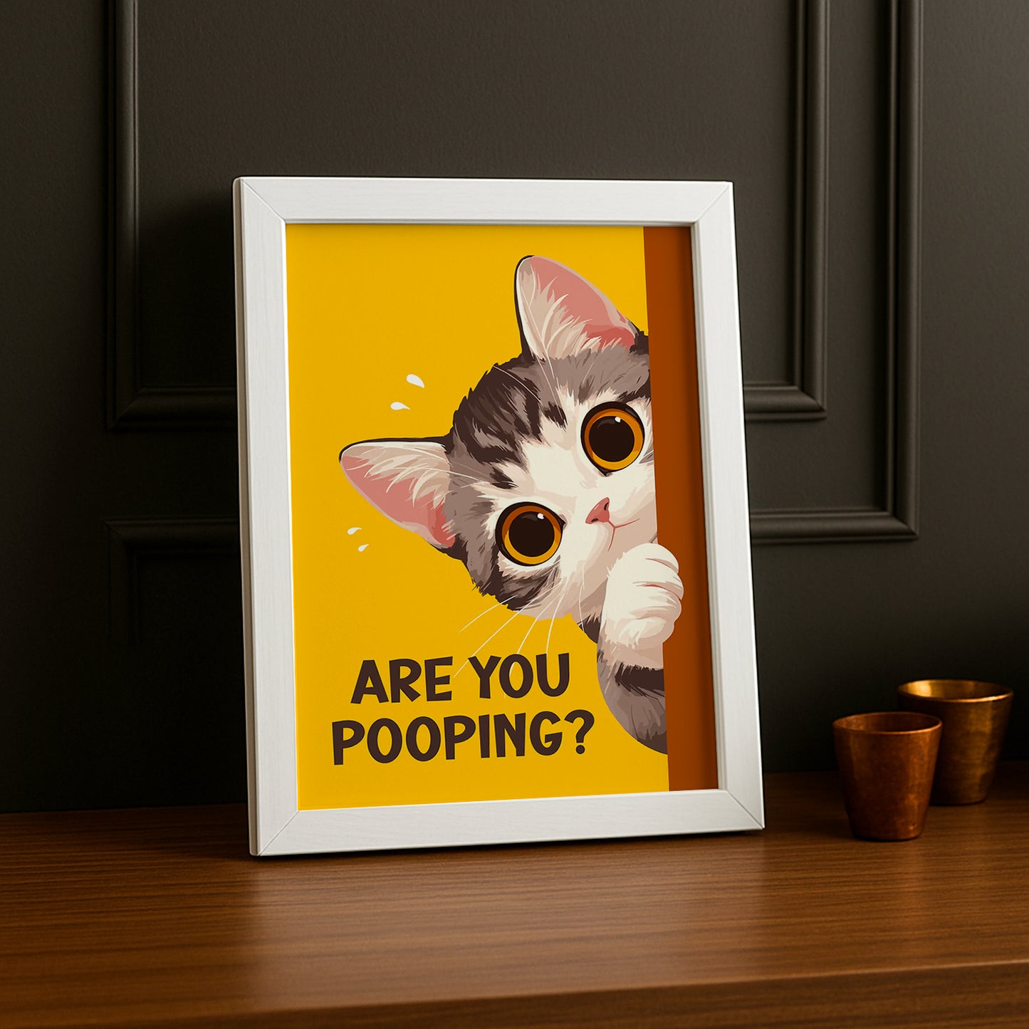 Cadre photo Chat mignon Are You Pooping ?