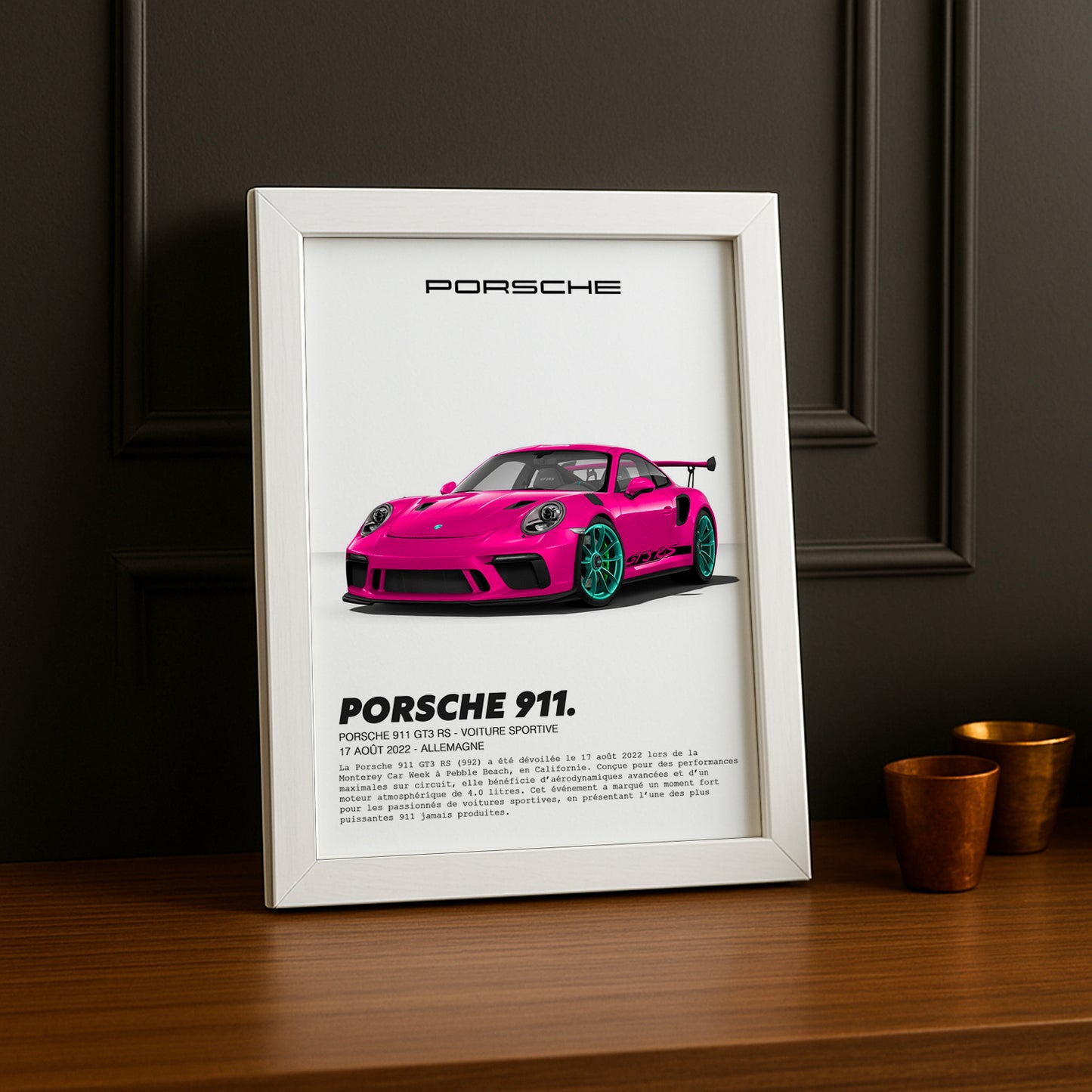 Cadre photo Porsche 911 GT3 RS Rose Fuchsia