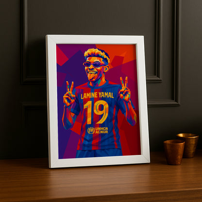 Cadre Photo FC Barcelone - Lamine Yamal Illustration