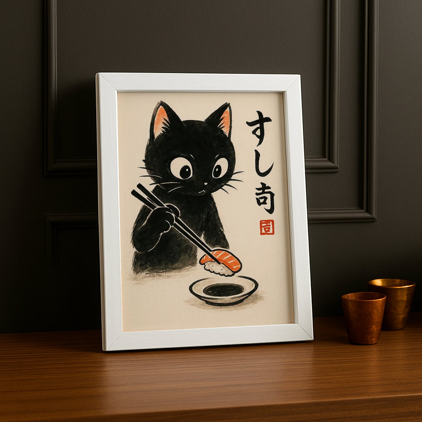 Cadre Photo Chat - Sushi