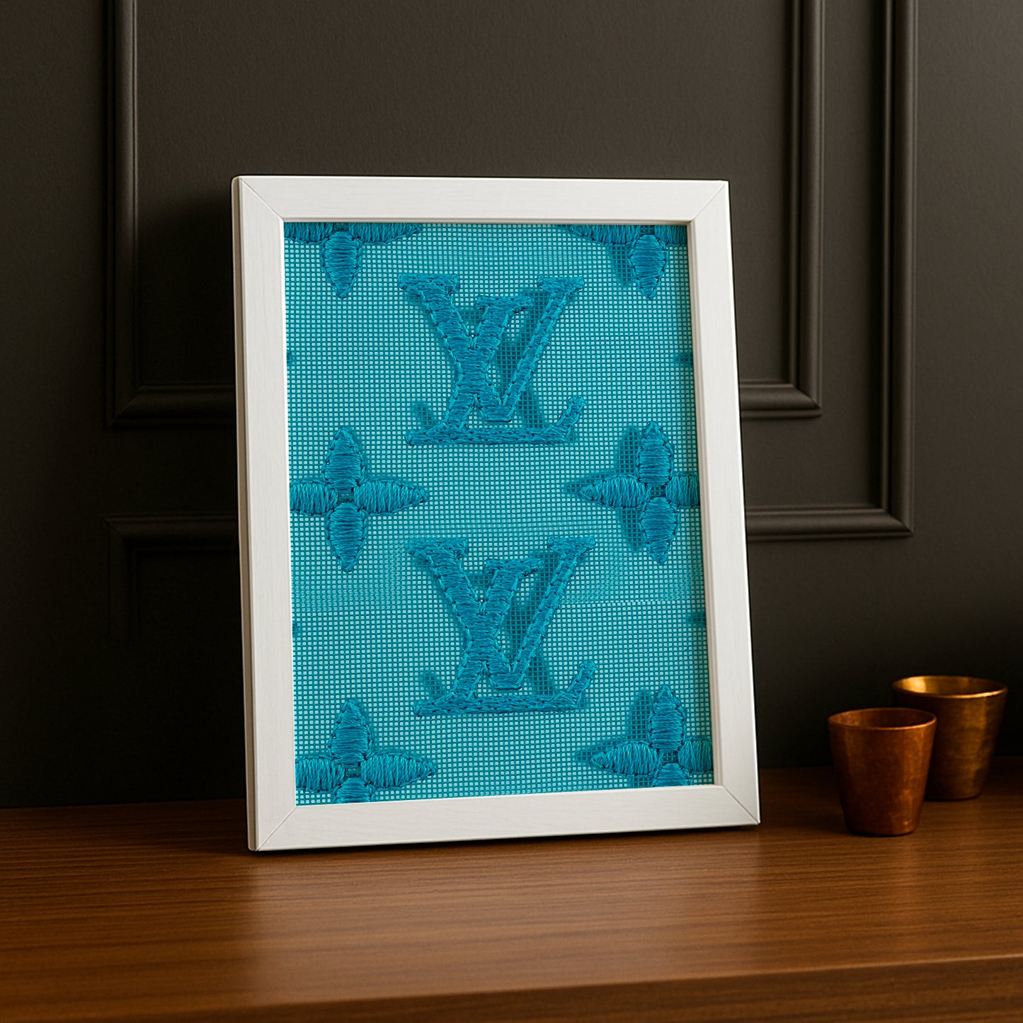 Cadre photo Louis Vuitton couture bleu ciel