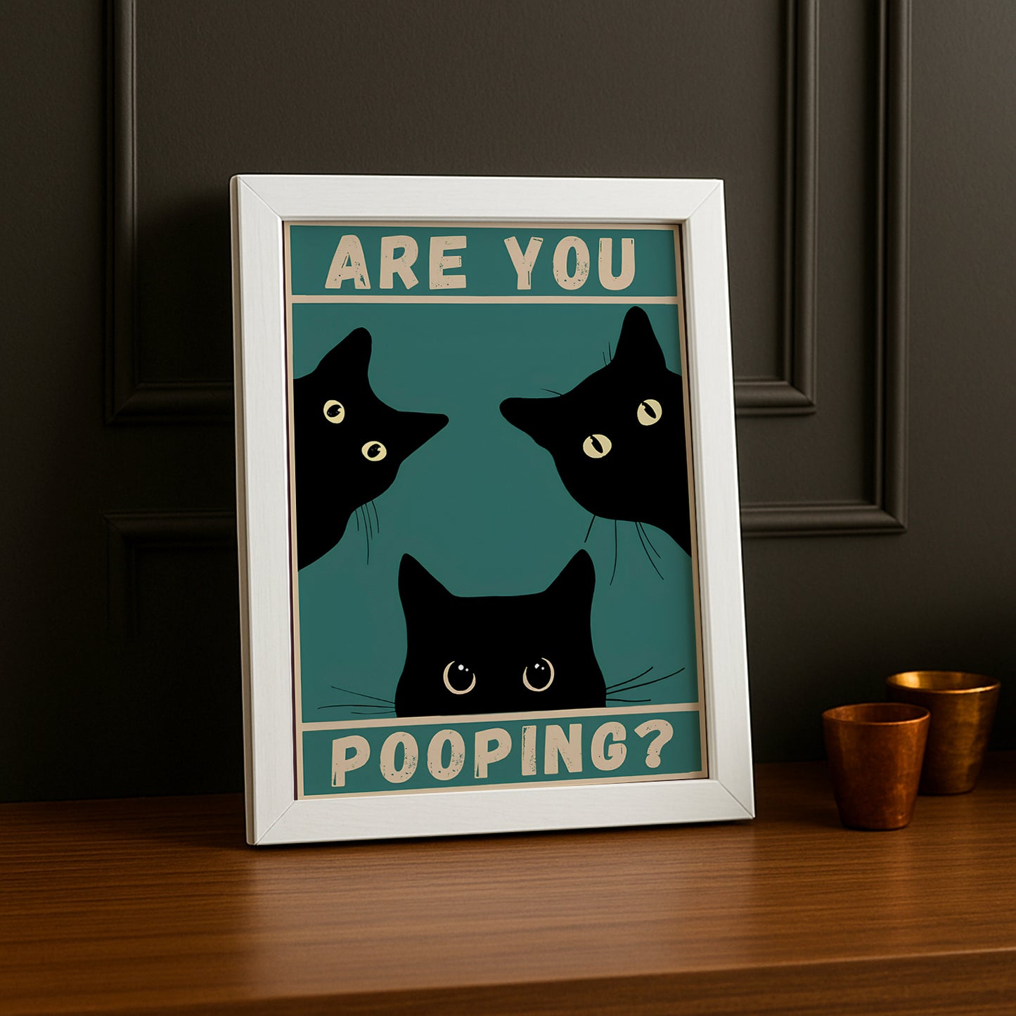 Cadre photo 3 Chat Are You Pooping