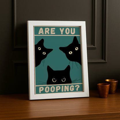 Cadre photo 3 Chat Are You Pooping