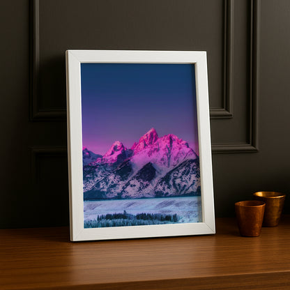 Cadre Photo Naturel - Montagne reflet violet