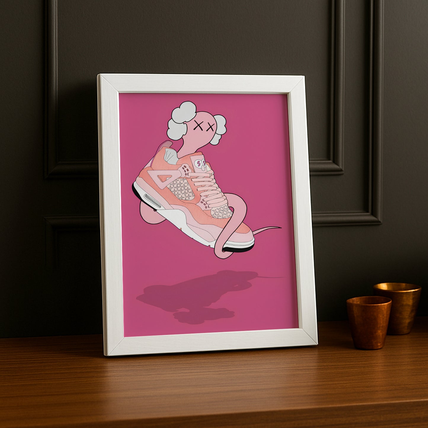 Cadre photo Air Jordan 1 Kaws Rose