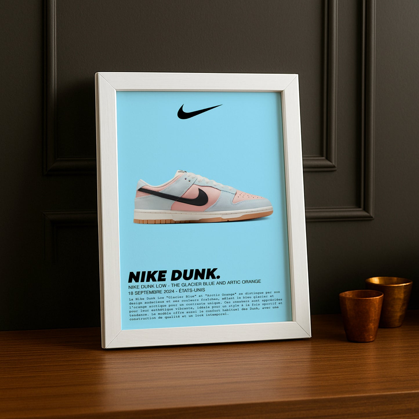 Cadre photo Nike Dunk Low The Glacier Blue and Artic Orange