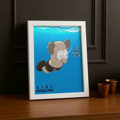 Cadre photo Kaws nage