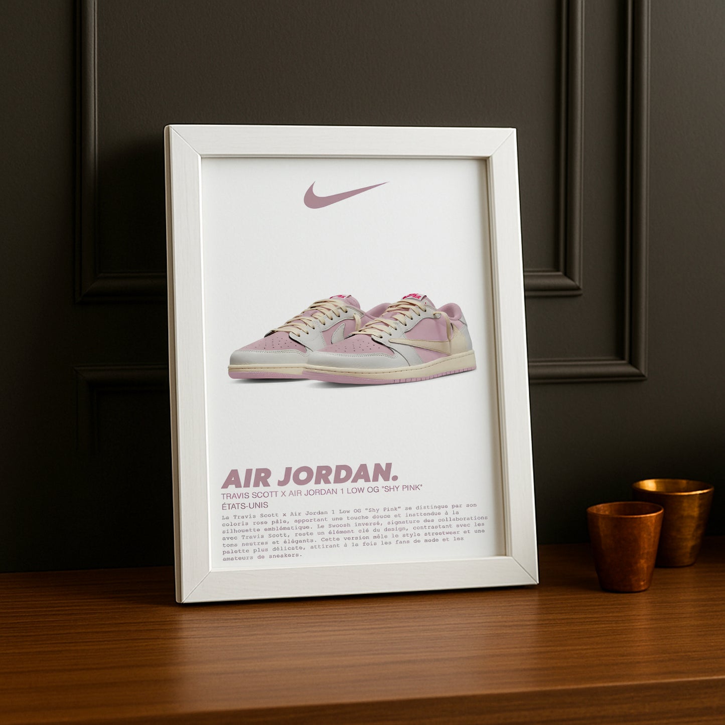 Travis Scott x Air Jordan 1 Low OG Shy Pink Fotorahmen 