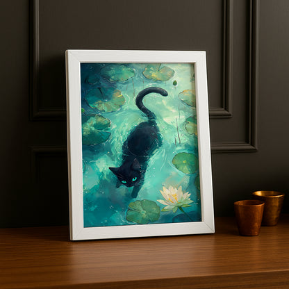 Cadre Photo Chat - Chat dans un lac