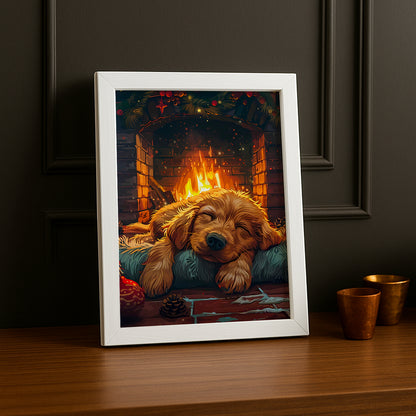 Cadre Photo Chien - Cheminée
