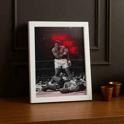 Cadre Photo Boxe - Muhammad Ali "Never Give Up"