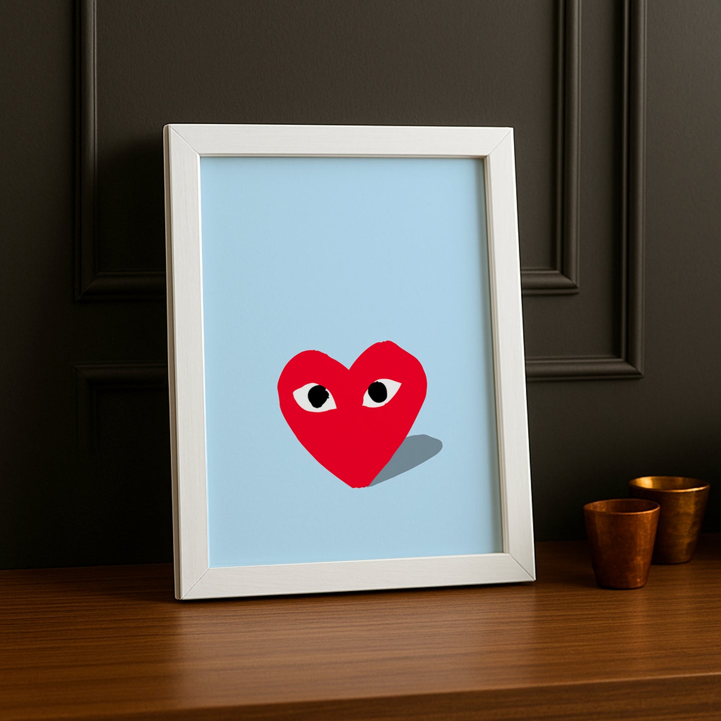 Cadre photo Comme Des Garçons fond bleu