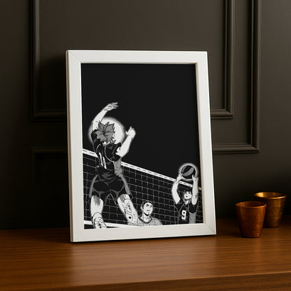 Cadre photo Volley-Ball - Haikyuu Noir & Blanc