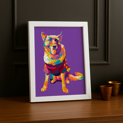 Cadre Photo Chien - Illustration violet