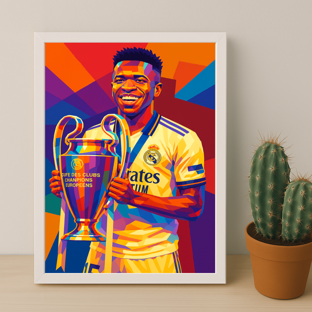 Cadre Photo Vinicius Jr Real Madrid Ligue des Champions – Affiche HD Encadrée Papier Premium