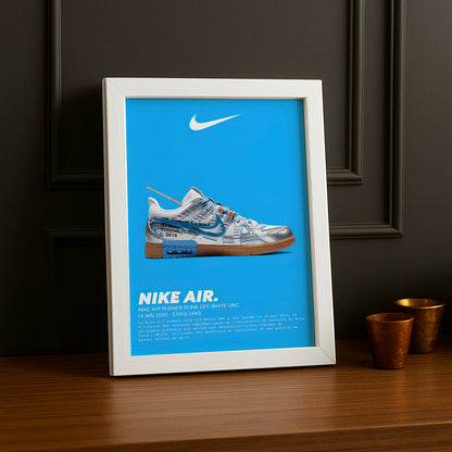 Nike Air Rubber Dunk Off-White UNC Bilderrahmen 