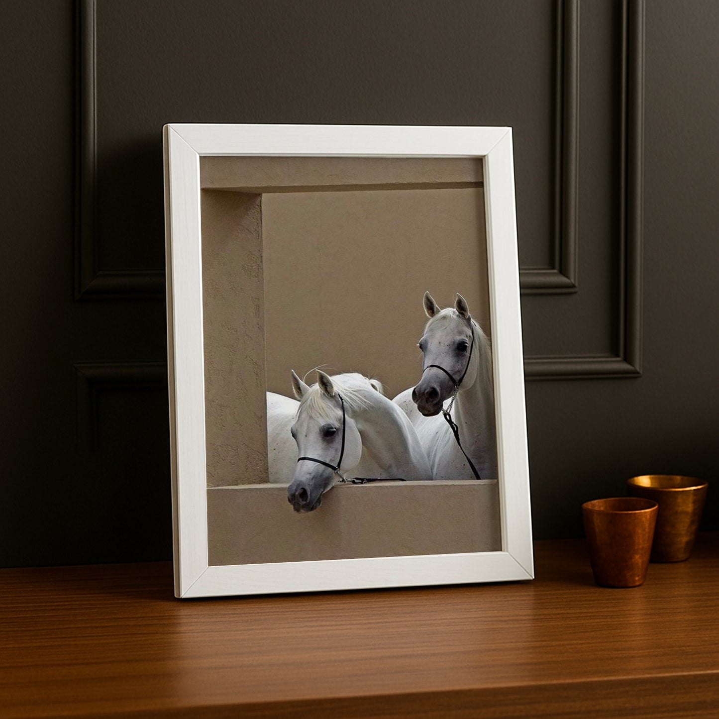 Cadre photo Équitation - Chevaux Blanc