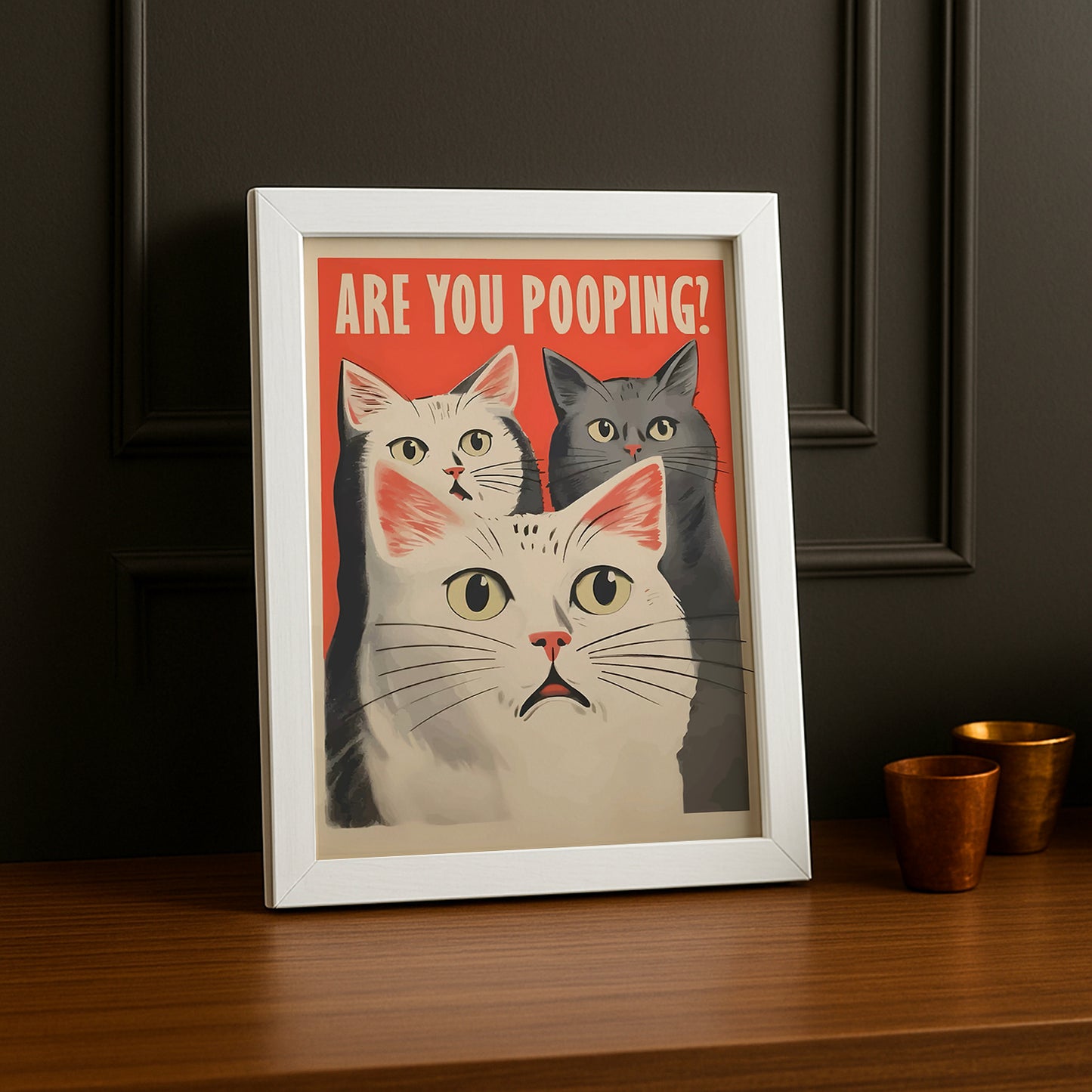 Cadre Photo Chat - Triple Chat Humour