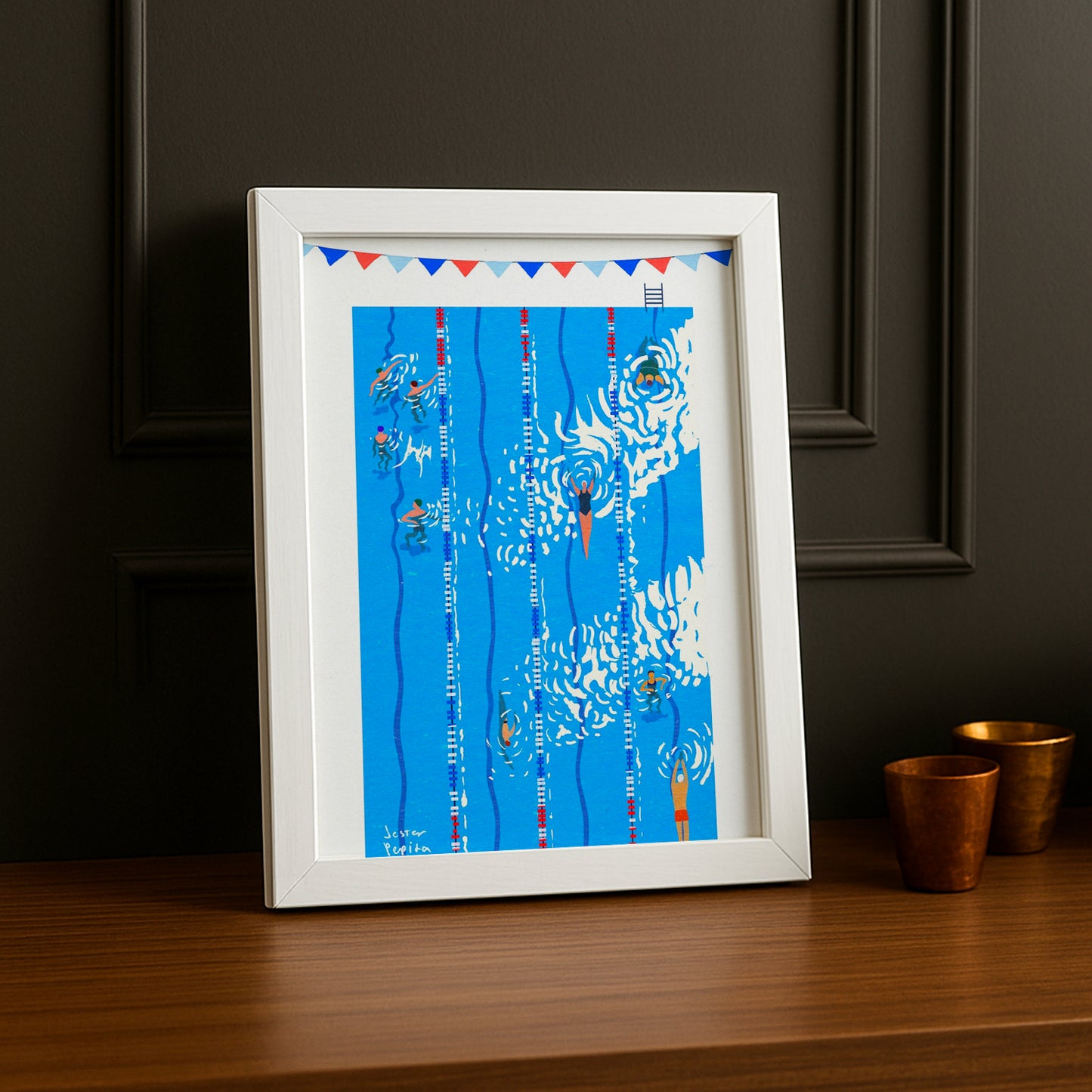 Cadre Photo Natation - Dessin Piscine