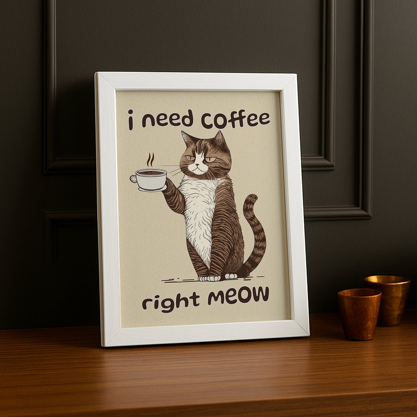 Cadre photo Café - I Need Coffee Meow