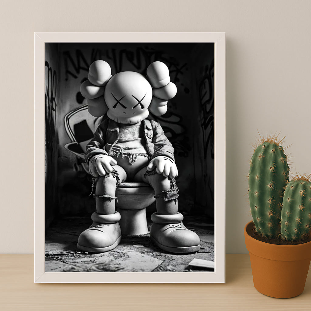 Cadre photo Kaws - Toilette