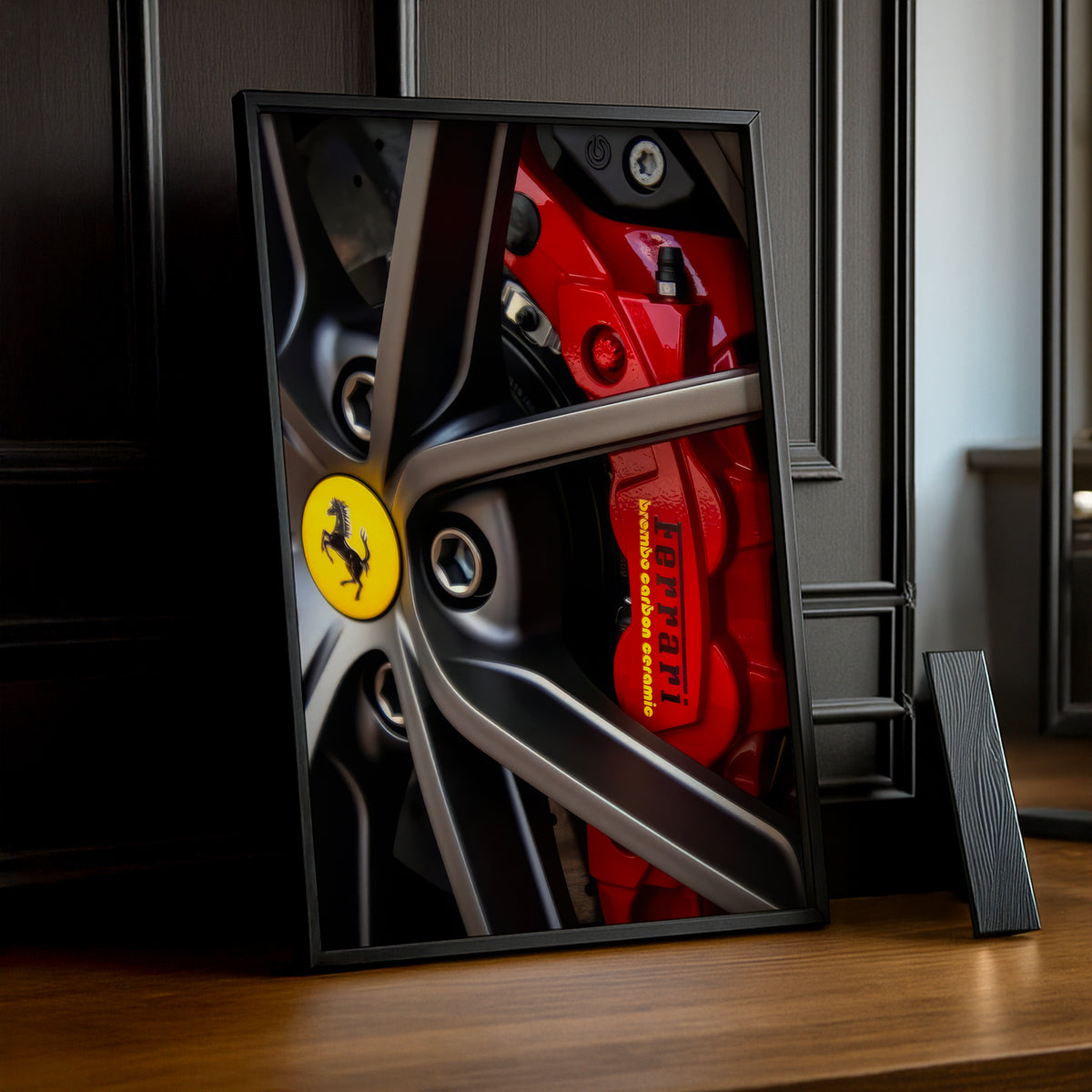 Cadre Étrier de Frein Ferrari Rouge – Affiche Déco Automobile TonCadre