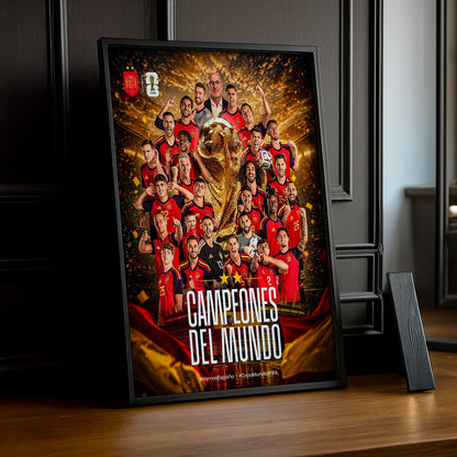 Cadre Photo Espagne Campeones del Mundo – Poster Équipe Complète TonCadre