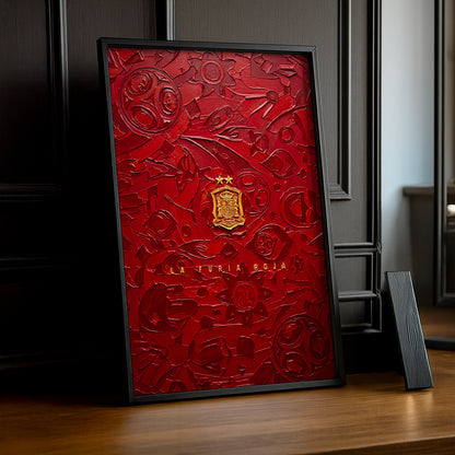 Cadre Photo La Furia Roja – Écusson Espagne 2 Étoiles Tableau TonCadre
