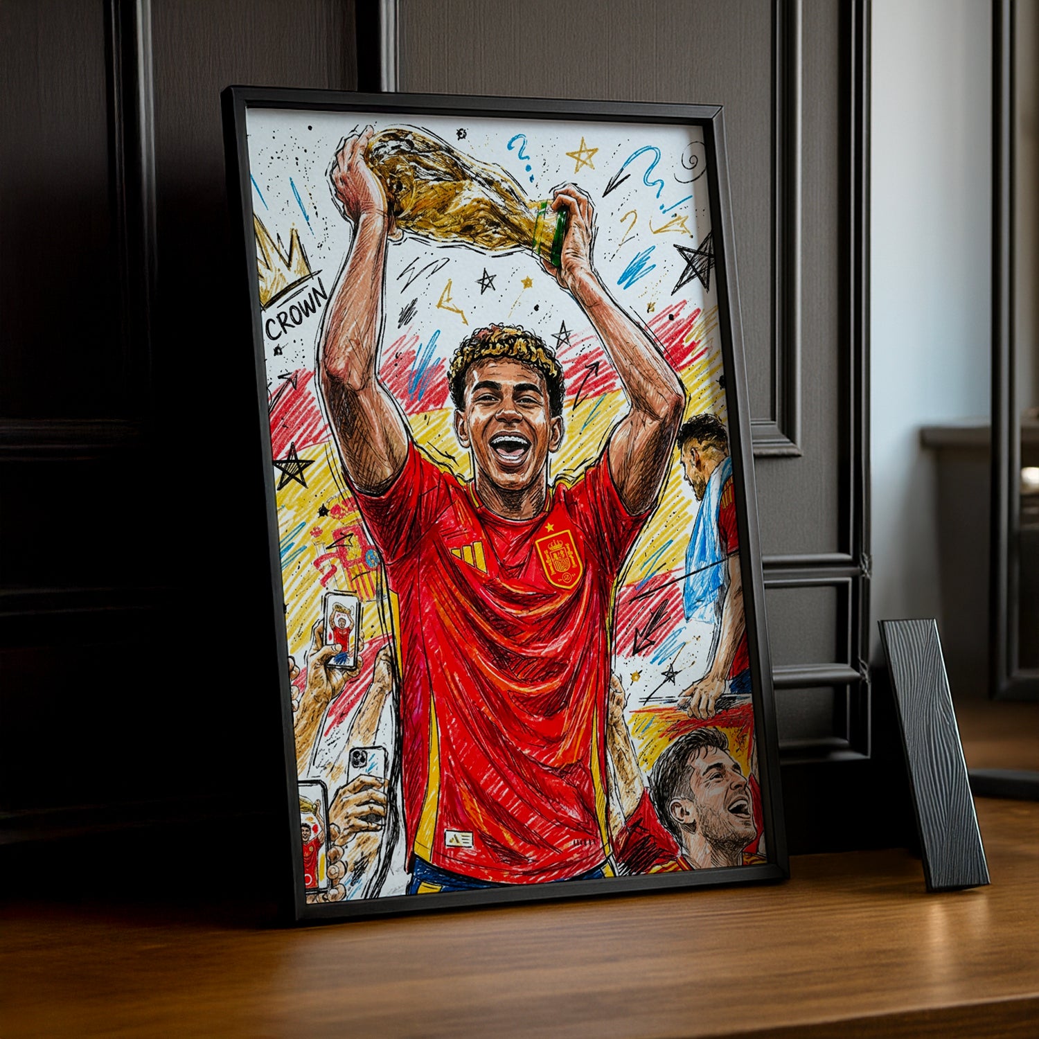 Cadre Photo Lamine Yamal Crown – Dessin Croquis Coupe du Monde TonCadre