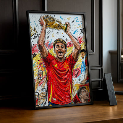Cadre Photo Lamine Yamal Crown – Dessin Croquis Coupe du Monde TonCadre
