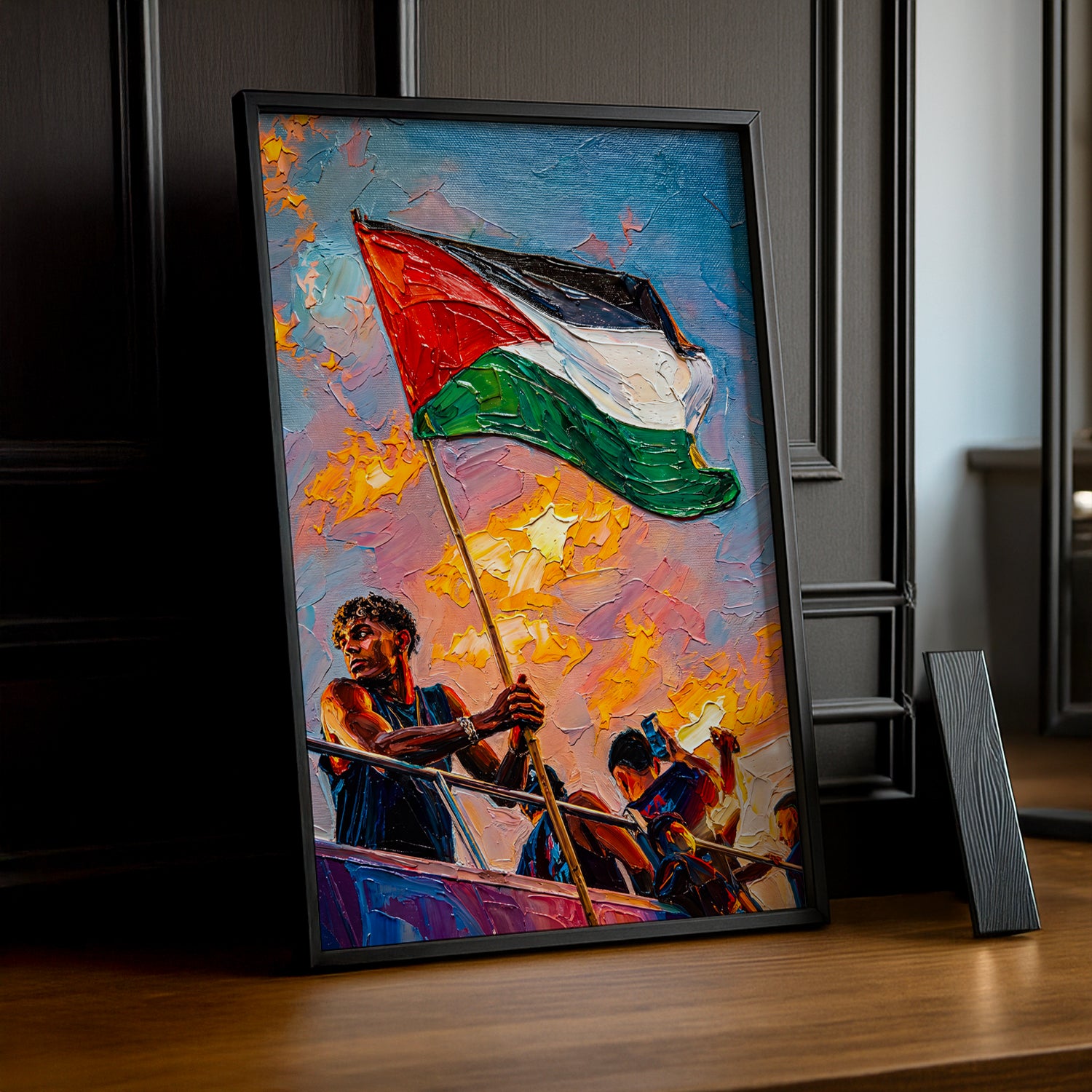 Cadre Photo Lamine Yamal Drapeau Palestine – Tableau Style Peinture TonCadre