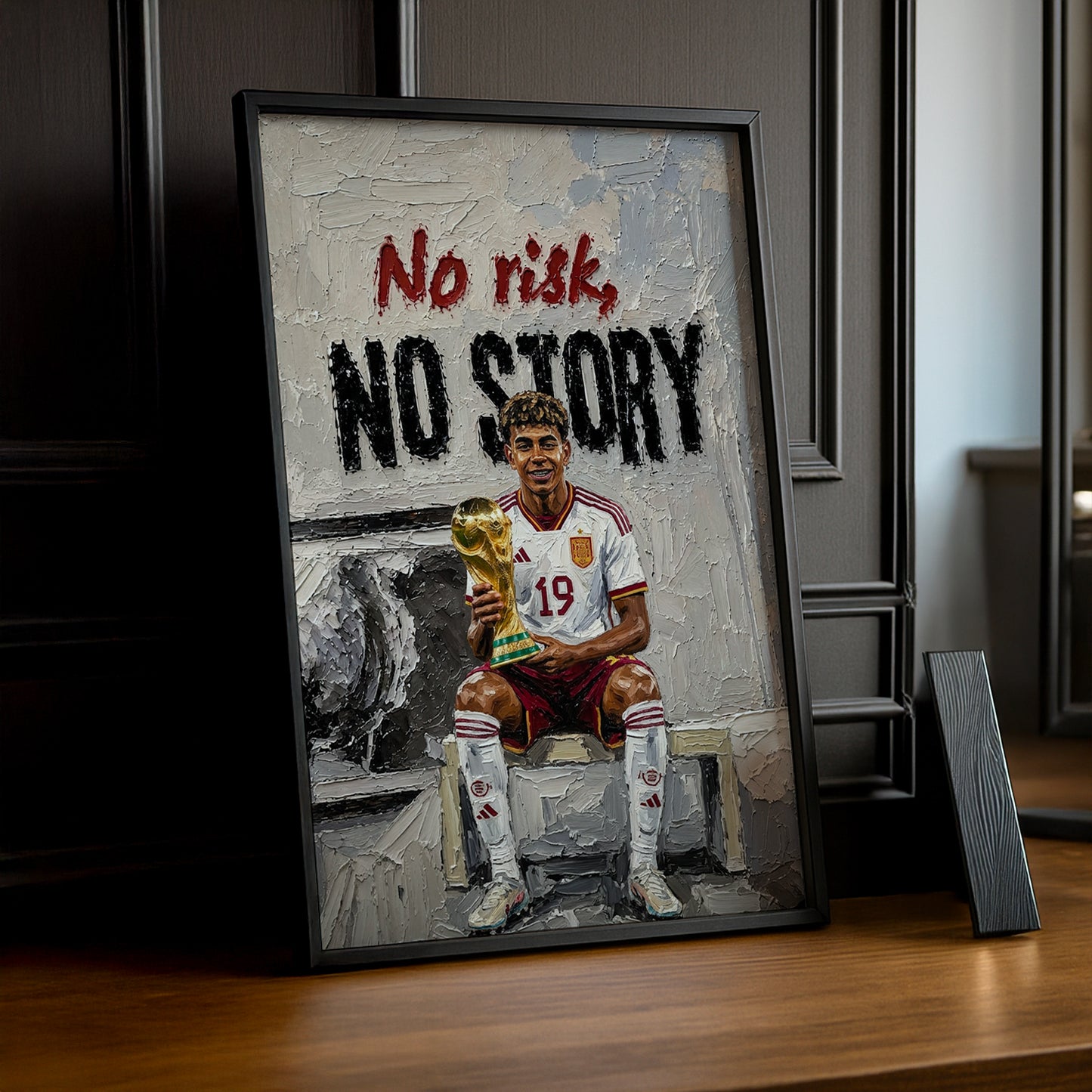 Cadre Photo Lamine Yamal – "No Risk, No Story" Espagne Champion Coupe du Monde 2026 TonCadre